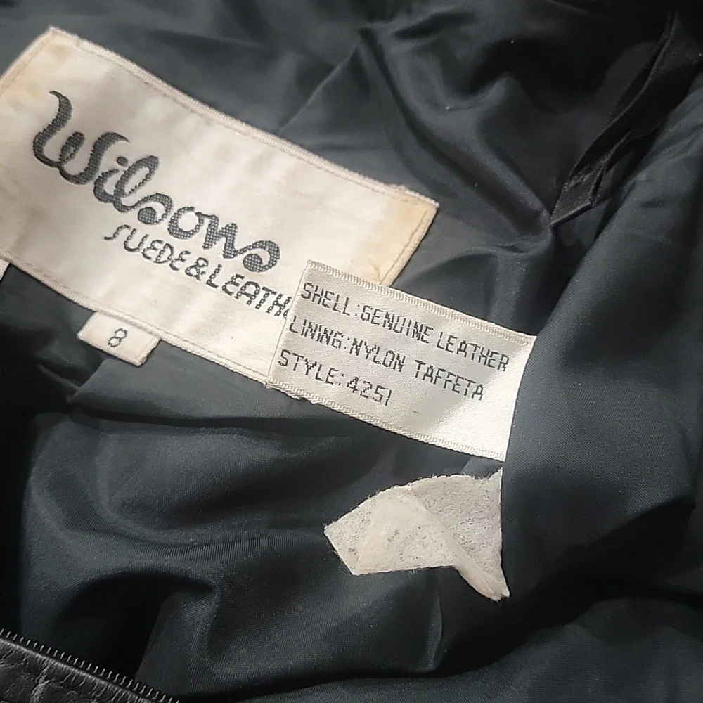 Wilsons Suede & Leather Genuine Vintage Black Leather Pencil Skirt 8 - Picture 7 of 9